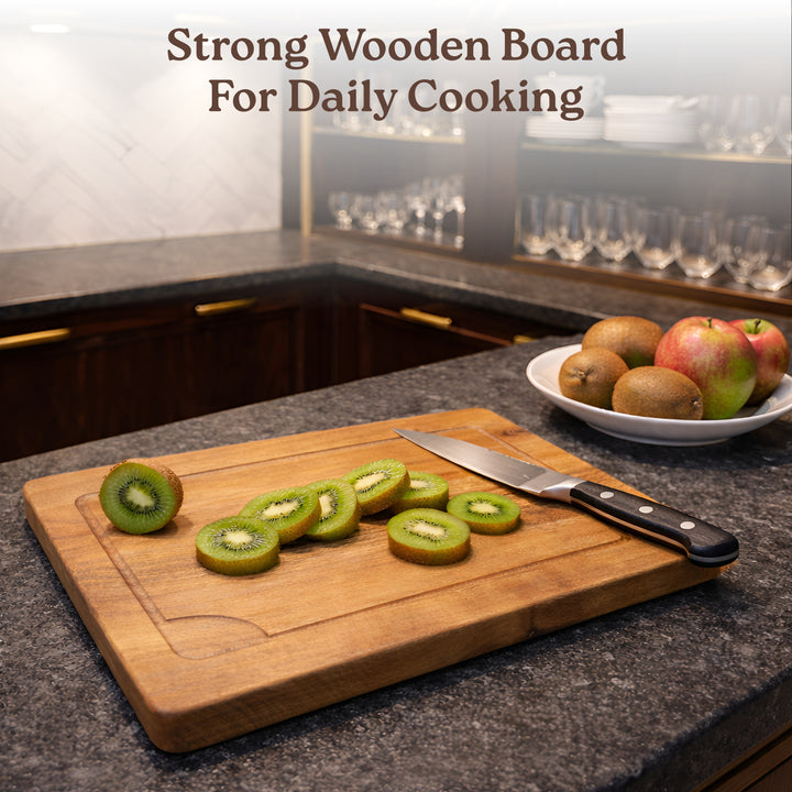 Classic Acacia Cutting Board: Everyday Kitchen Essential | Durable Wooden Chopping Board with Juice Groove