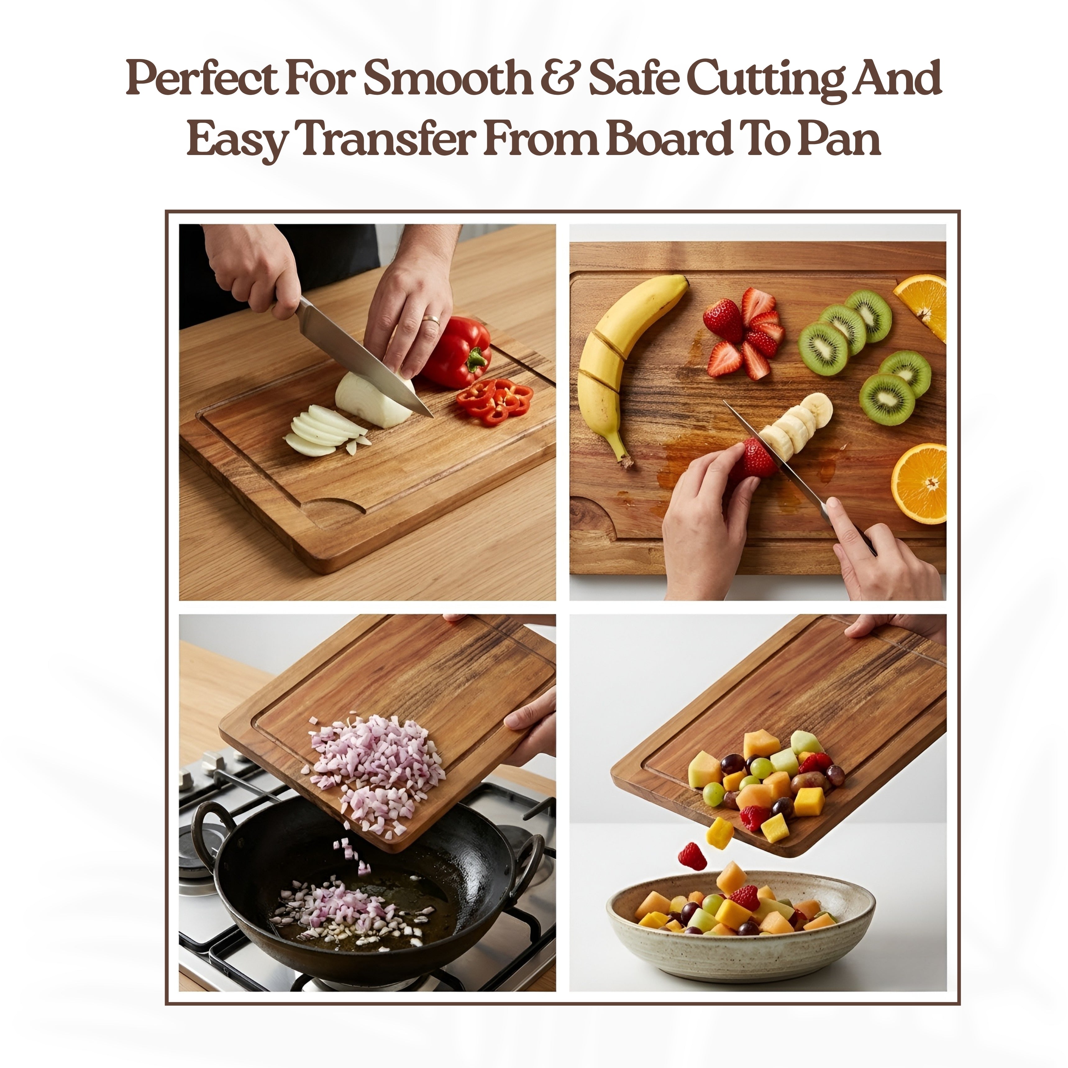 Classic Acacia Cutting Board: Everyday Kitchen Essential | Durable Wooden Chopping Board with Juice Groove