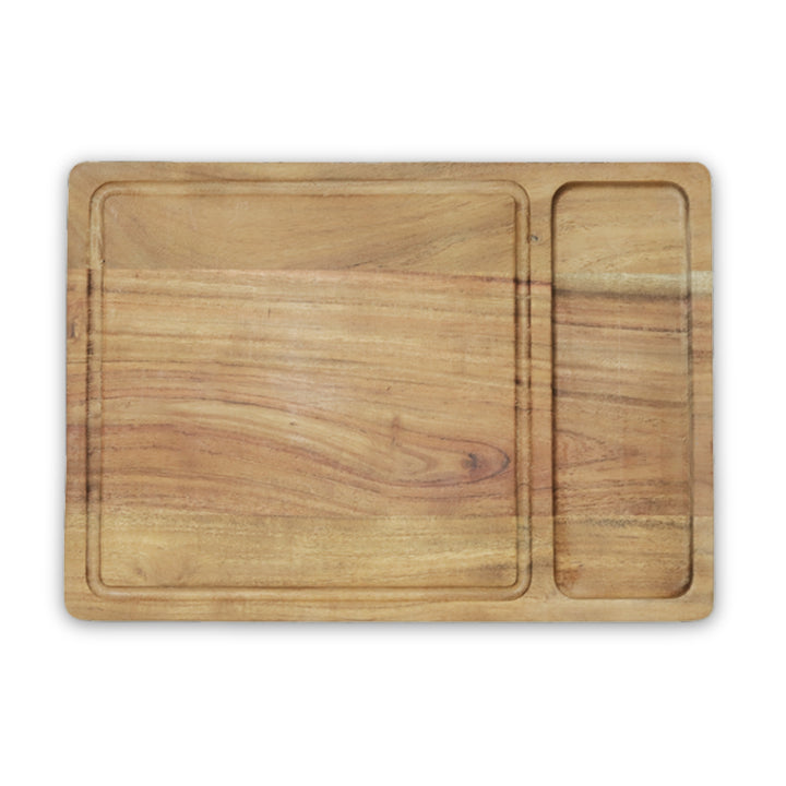 Acacia Wooden Cutting Board | Dual Section Chopping Board with Juice Groove | Durable Kitchen Prep & Serving Board