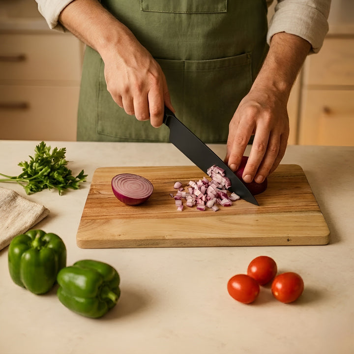 Acacia Wooden Cutting Board | Dual Section Chopping Board with Juice Groove | Durable Kitchen Prep & Serving Board
