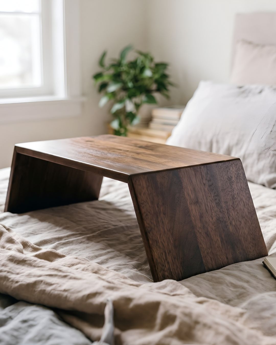 Walnut Luxe Wooden Bed Tray