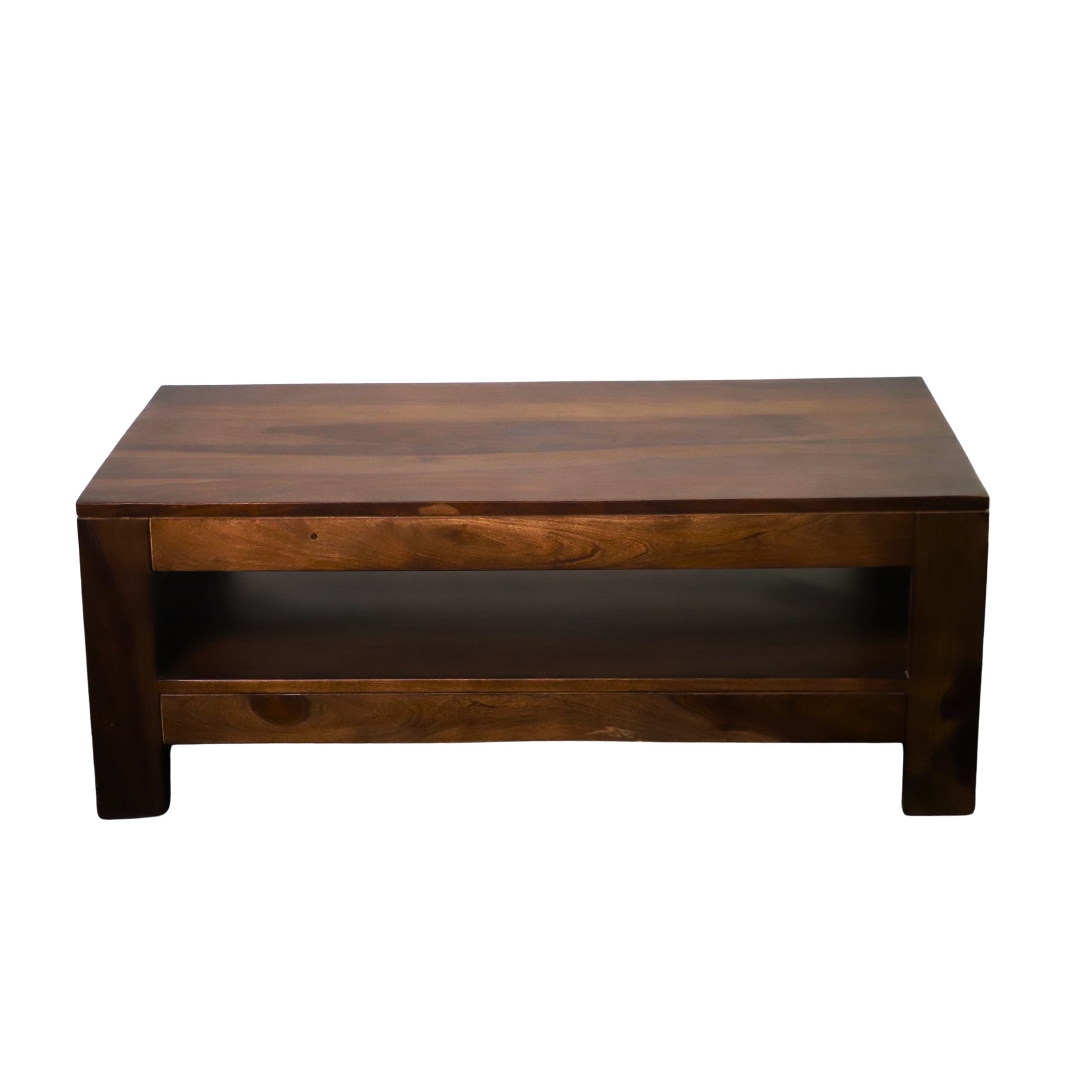 Solid Sheesham Wood Coffee Table with Shelf