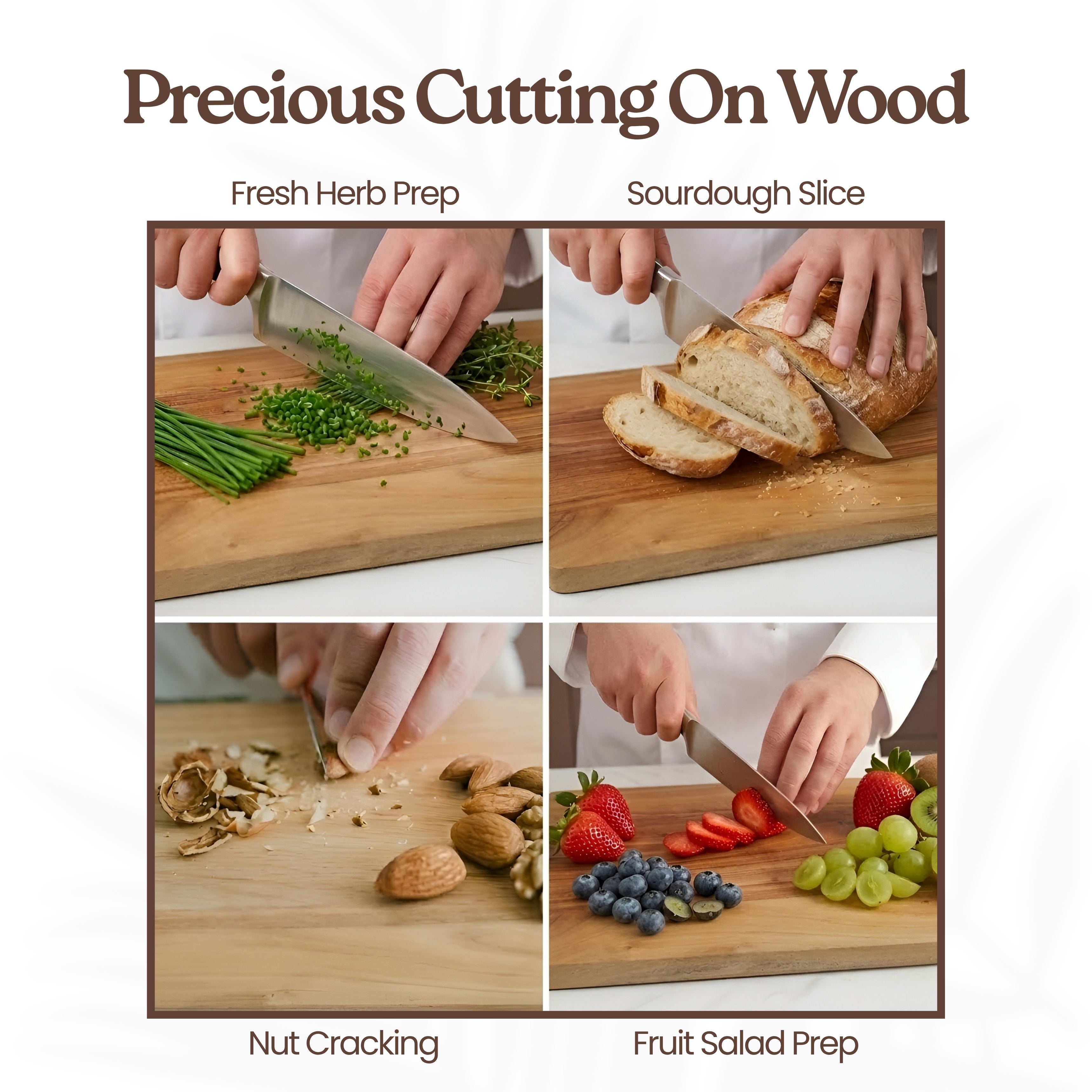 Acacia Wooden Cutting Board | Dual Section Chopping Board with Juice Groove | Durable Kitchen Prep & Serving Board