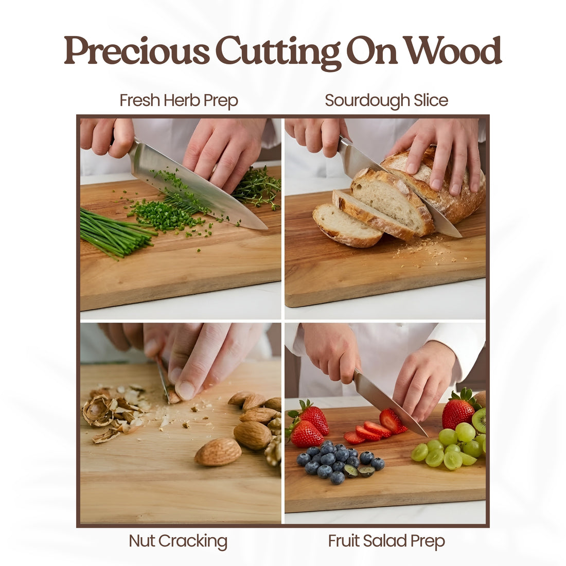 Acacia Wooden Cutting Board | Dual Section Chopping Board with Juice Groove | Durable Kitchen Prep & Serving Board