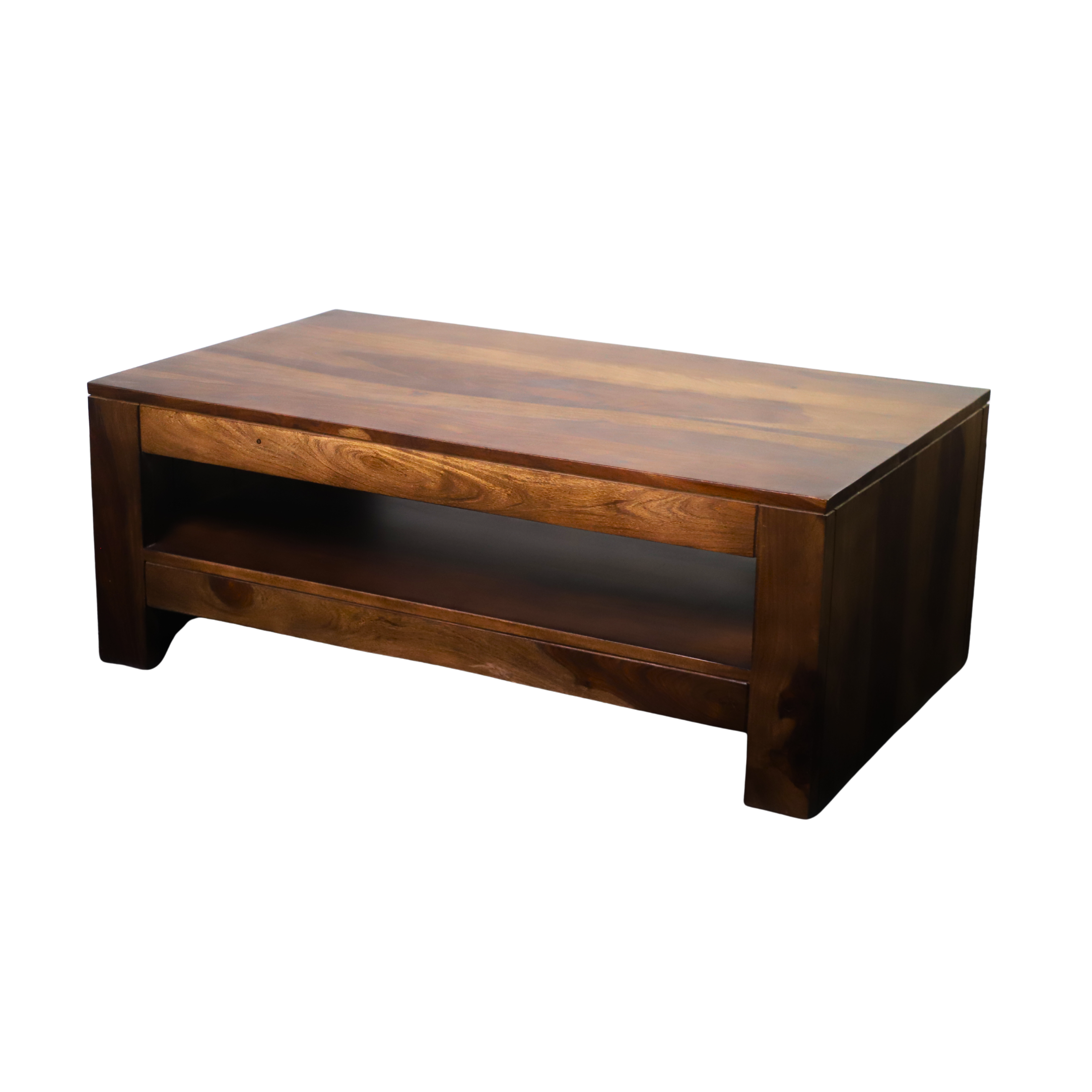 Solid Sheesham Wood Coffee Table with Shelf