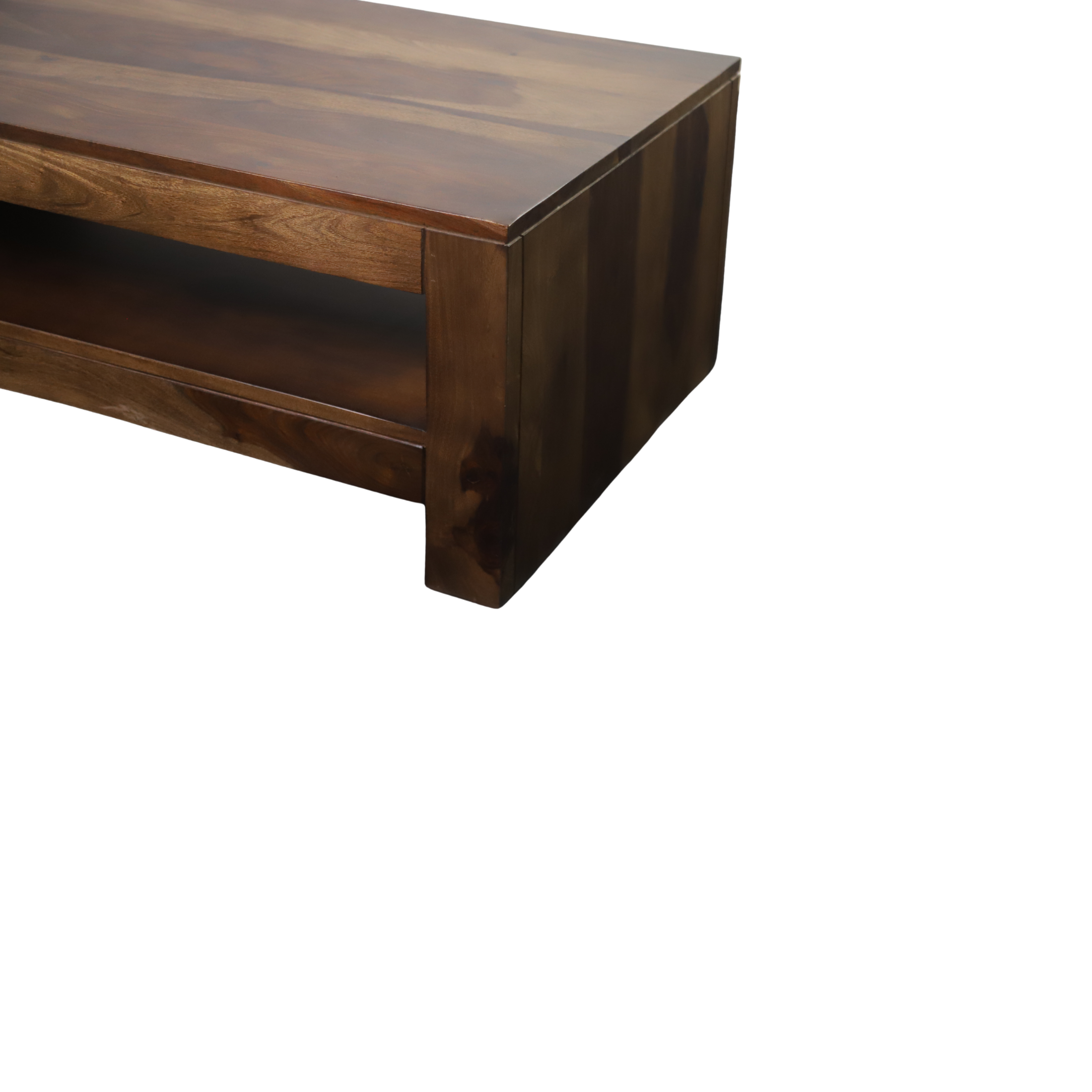 Solid Sheesham Wood Coffee Table with Shelf