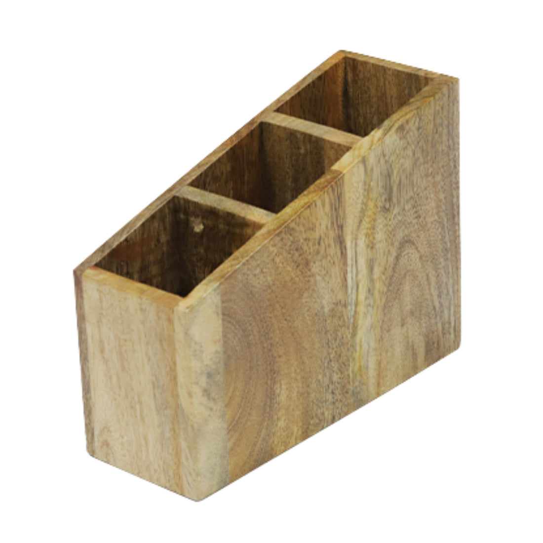 Angular Three-Slot Solid Wood Organizer
