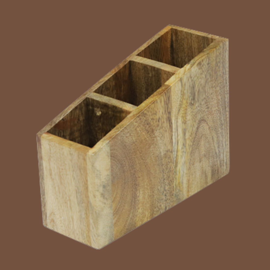 Angular Three-Slot Solid Wood Organizer