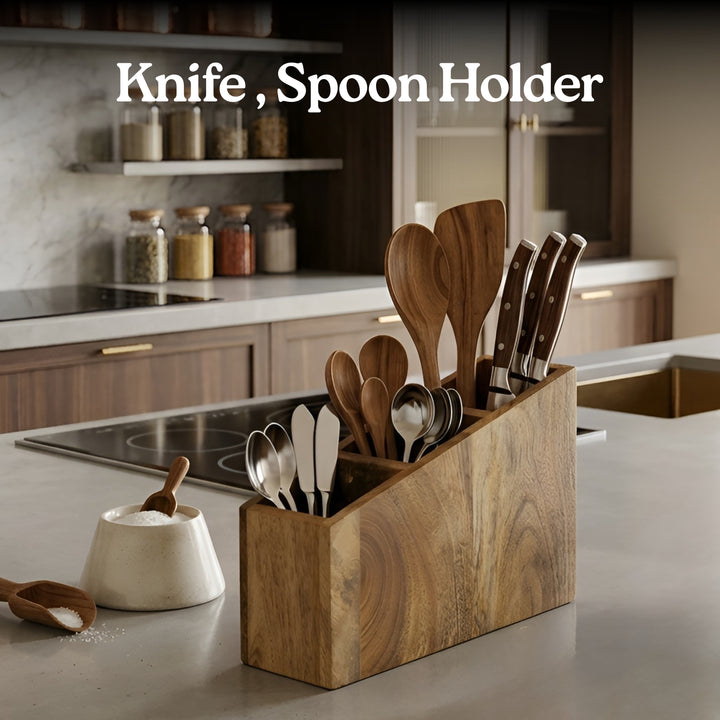 Angular Three-Slot Solid Wood Organizer