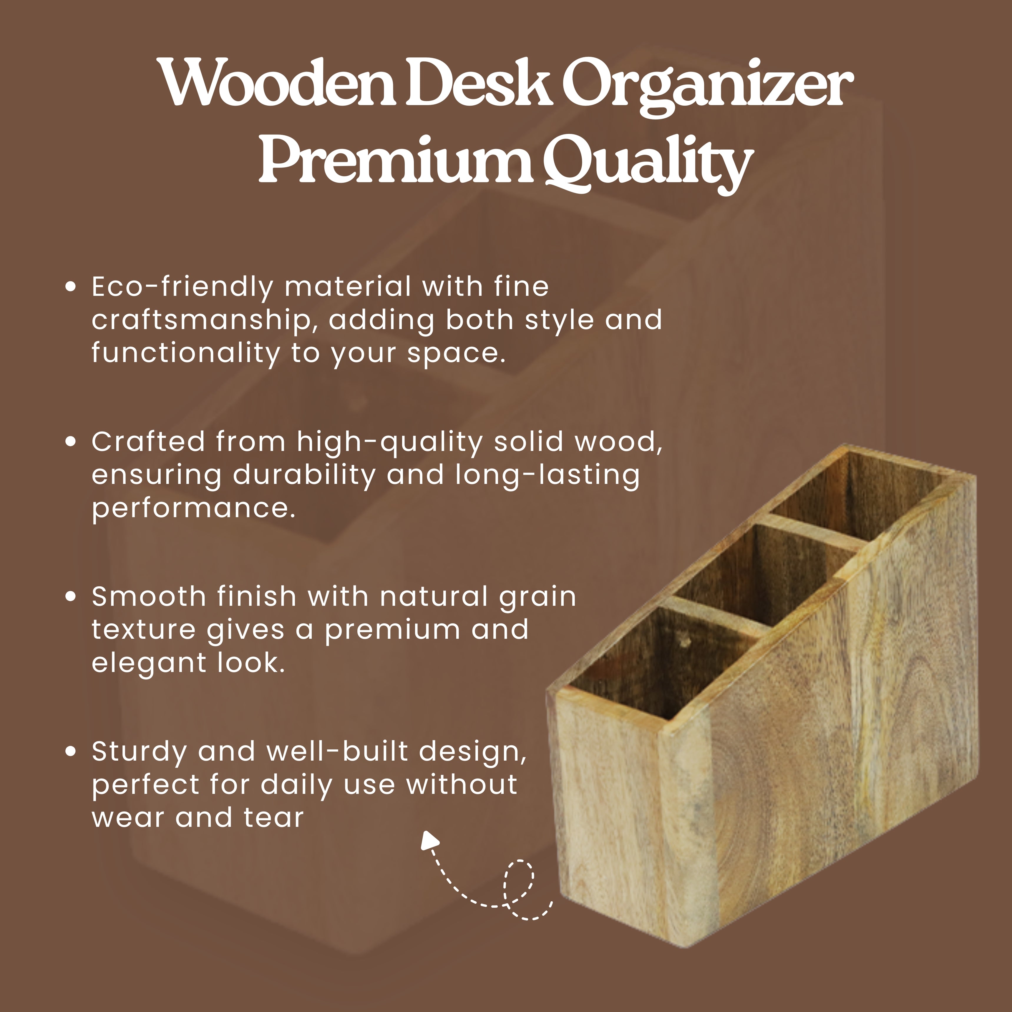 Angular Three-Slot Solid Wood Organizer