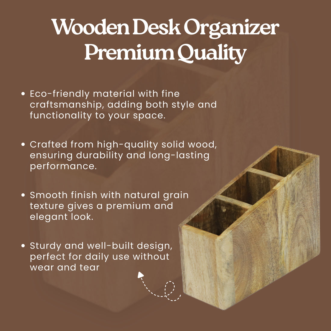 Angular Three-Slot Solid Wood Organizer