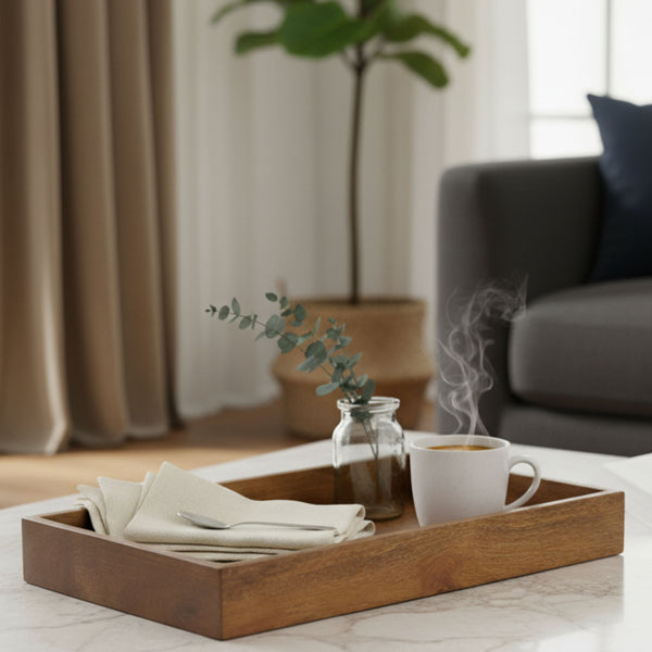 Minimal Wooden Serving Tray: Classic Simplicity with Natural Finish
