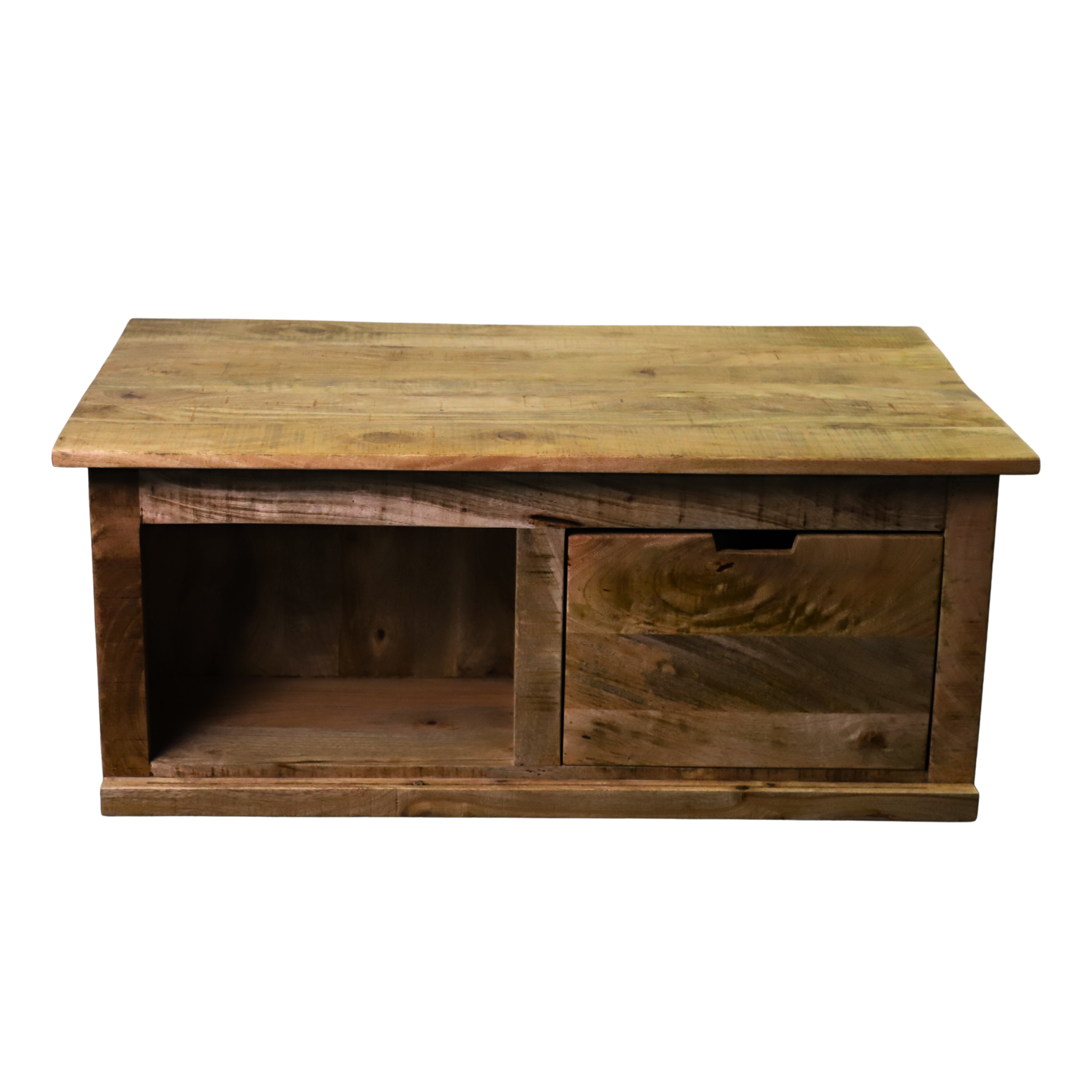 Rustic Solid Wood Coffee Table with Storage
