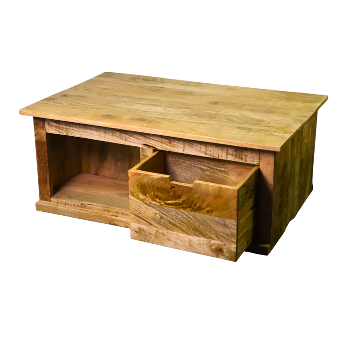 Rustic Solid Wood Coffee Table with Storage