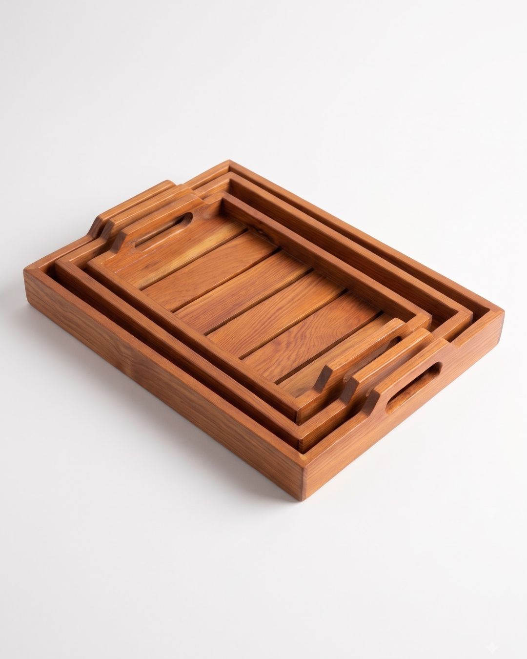 Premium Wooden Serving Tray Set with Handles