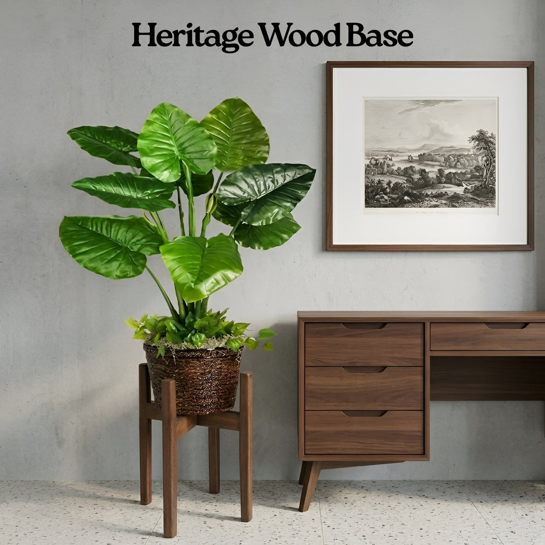 Mid-Century Modern Wooden Flower Pot Stand