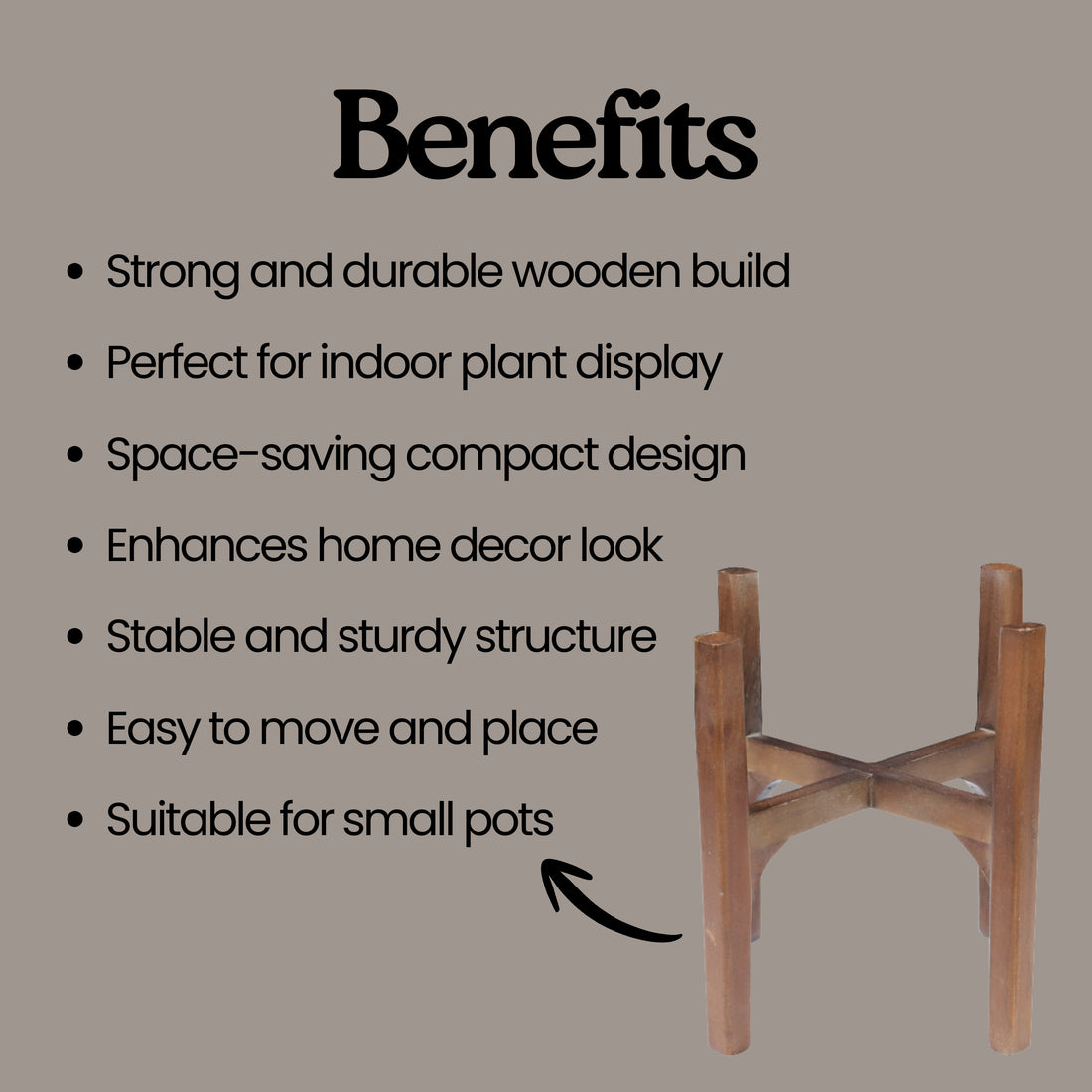 Mid-Century Modern Wooden Flower Pot Stand