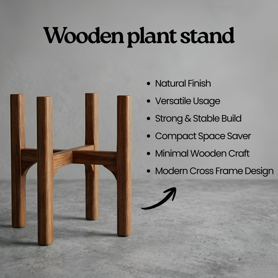 Mid-Century Modern Wooden Flower Pot Stand