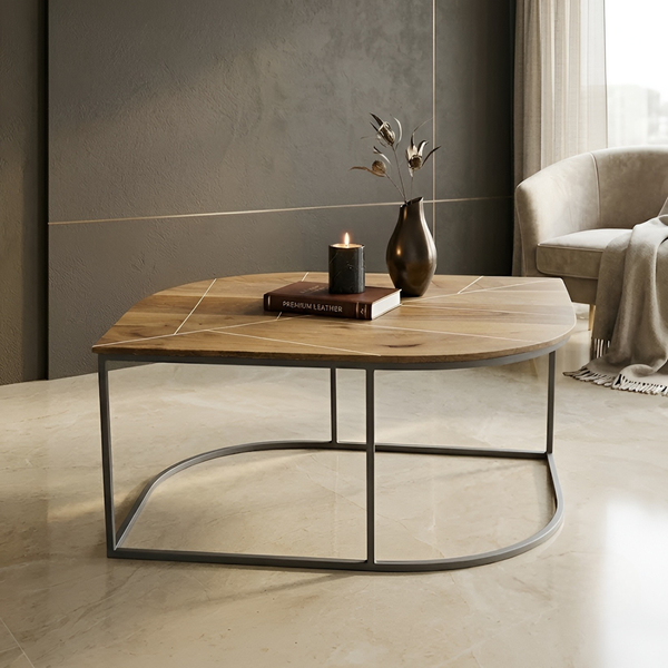 Modern Industrial Wood & Metal Coffee Table