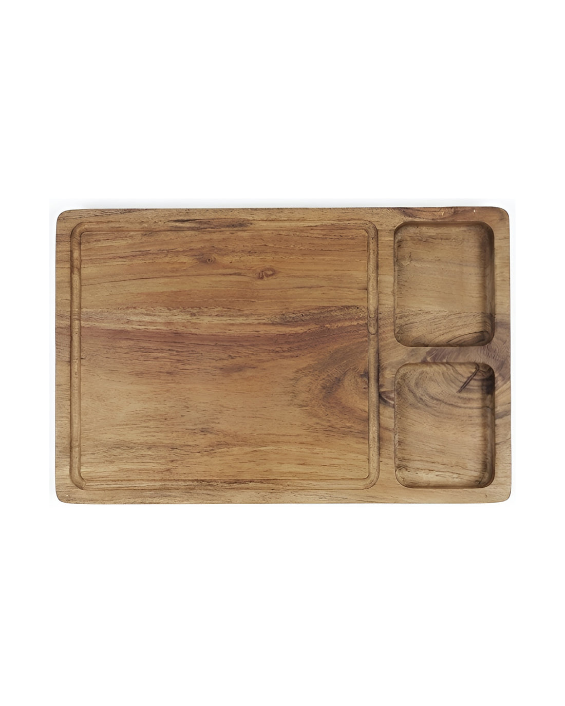 3-in-1 Acacia Wooden Cutting Board | Multi-Section Chopping Board with Compartments | Kitchen Prep, Serving & Snack Tray