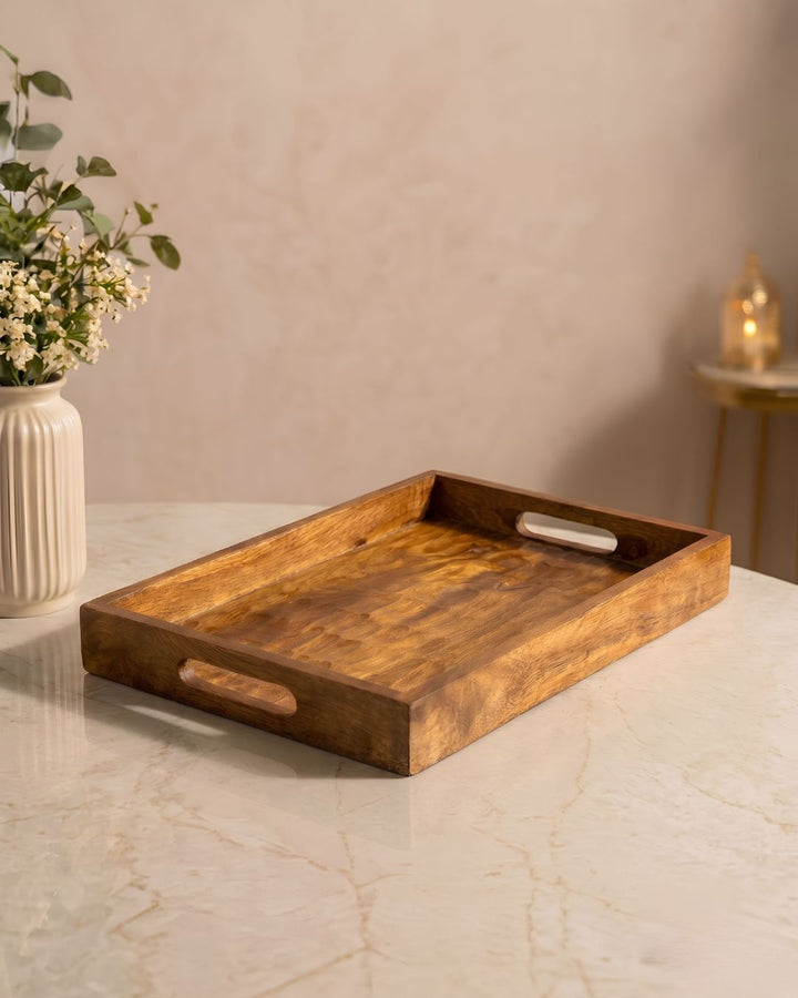 Premium Natural Wood Rectangular Serving Tray