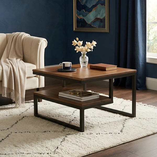 Modern Industrial Two-Tier Coffee Table