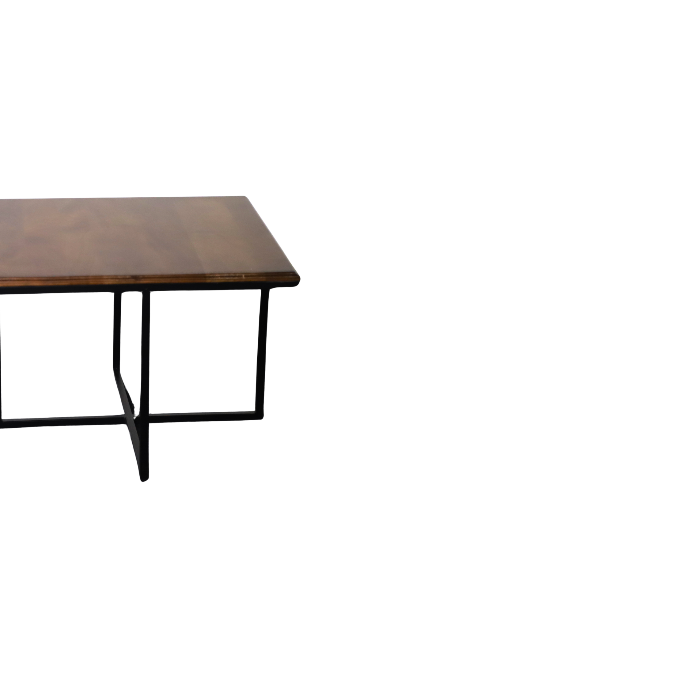 Square Industrial Coffee Table with Cross-Leg Base
