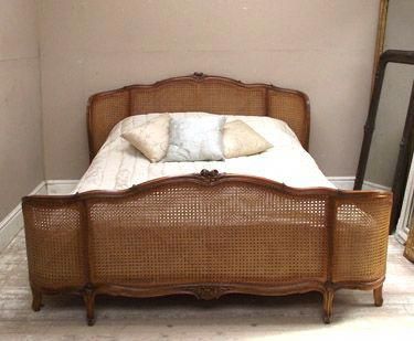 French Provincial Caned Bed or Louis XV Style Caned Bed