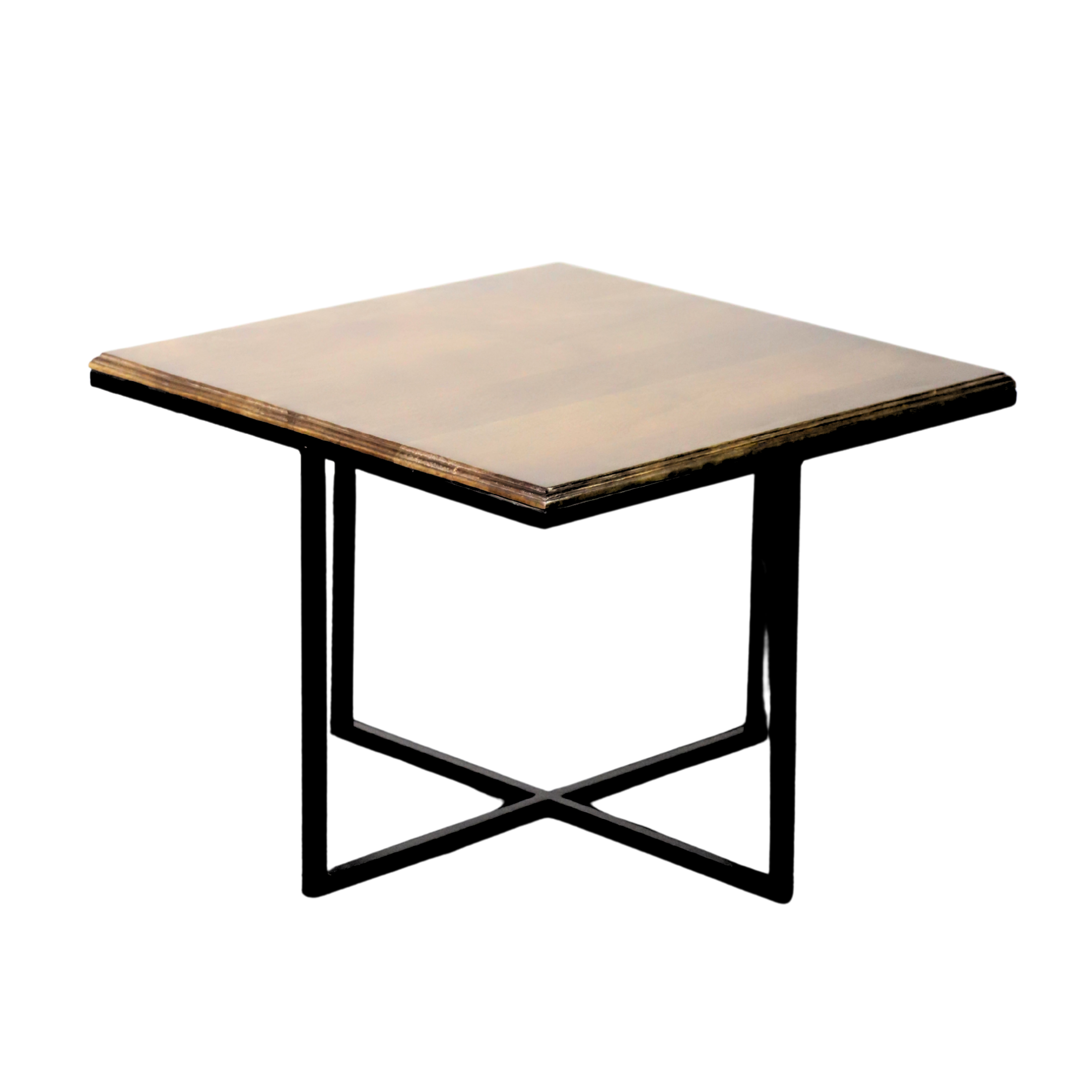 Square Industrial Coffee Table with Cross-Leg Base