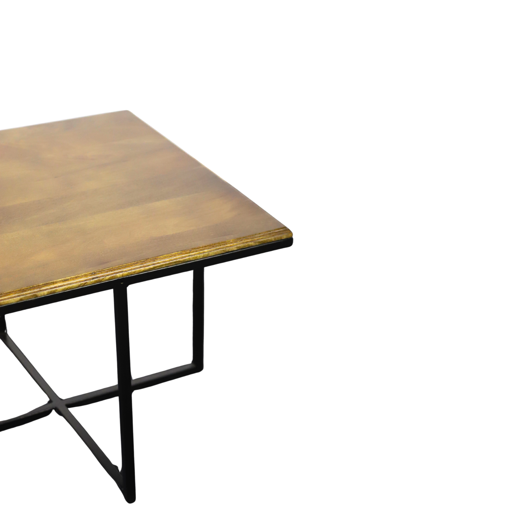 Square Industrial Coffee Table with Cross-Leg Base