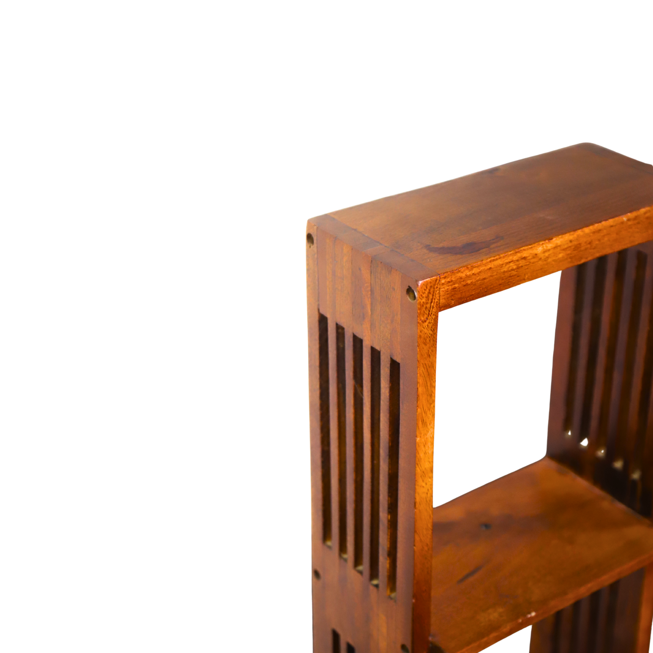 Tall Wooden Bookshelf with Open-Slat Design
