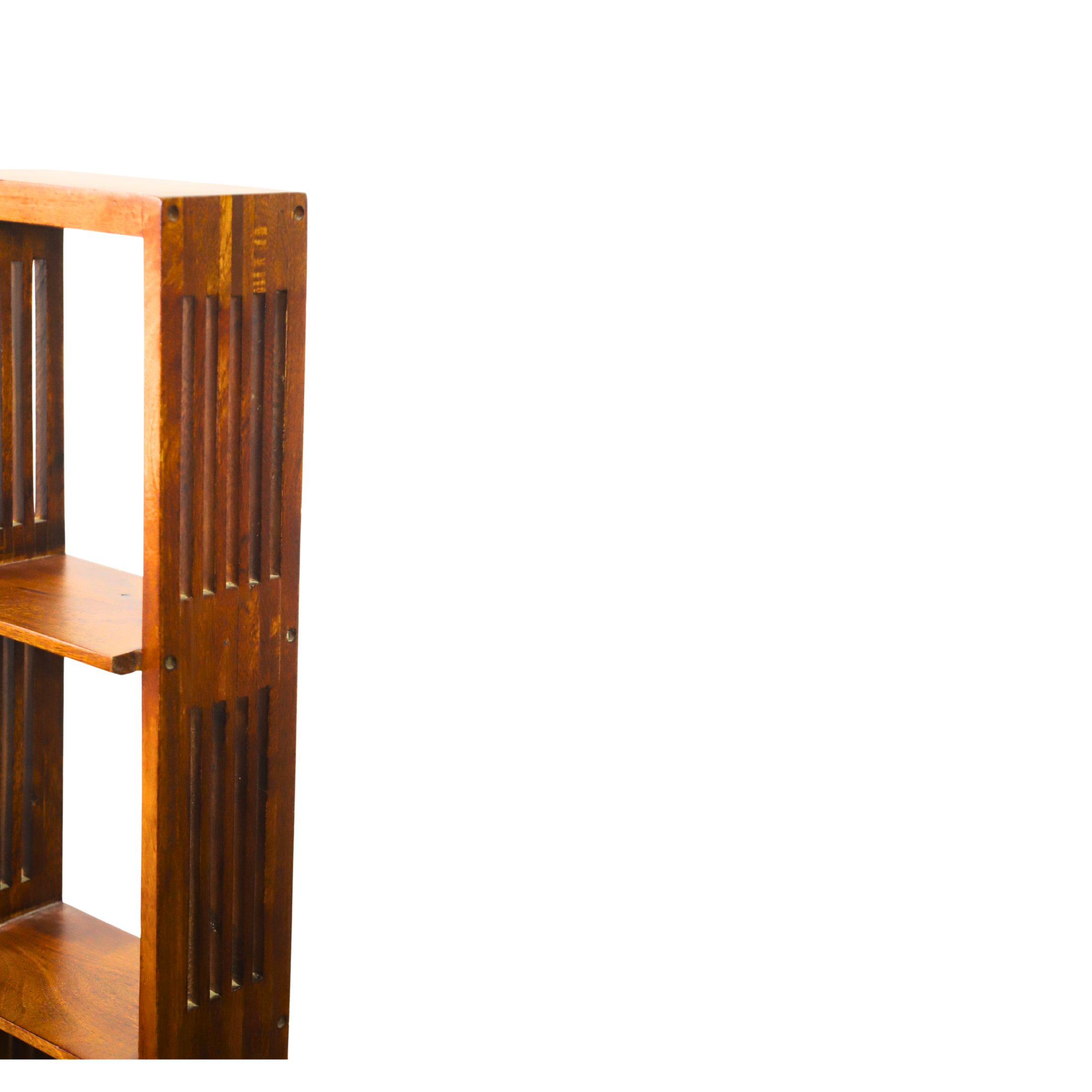 Tall Wooden Bookshelf with Open-Slat Design