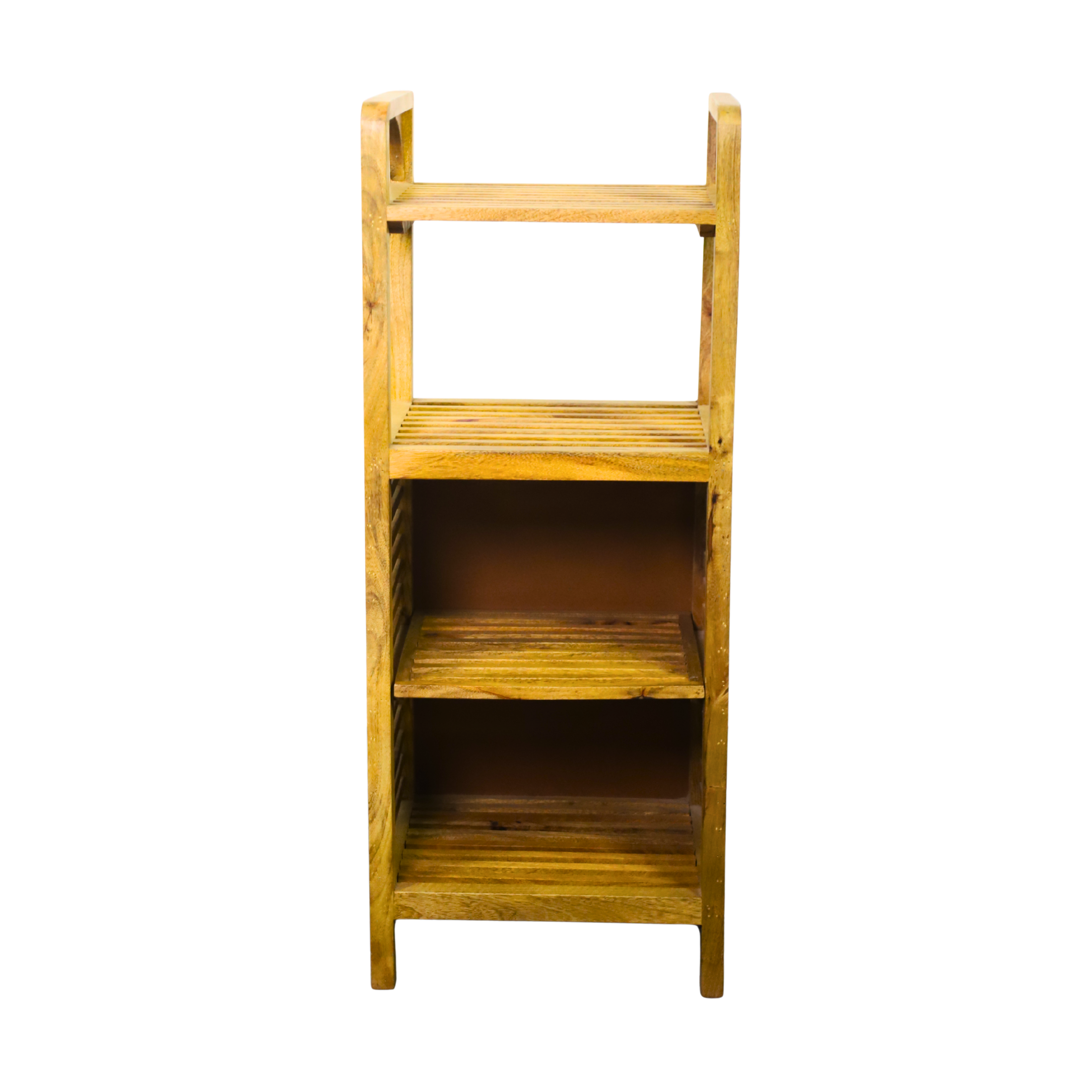 Rustic Wooden Four-Shelf Storage Unit