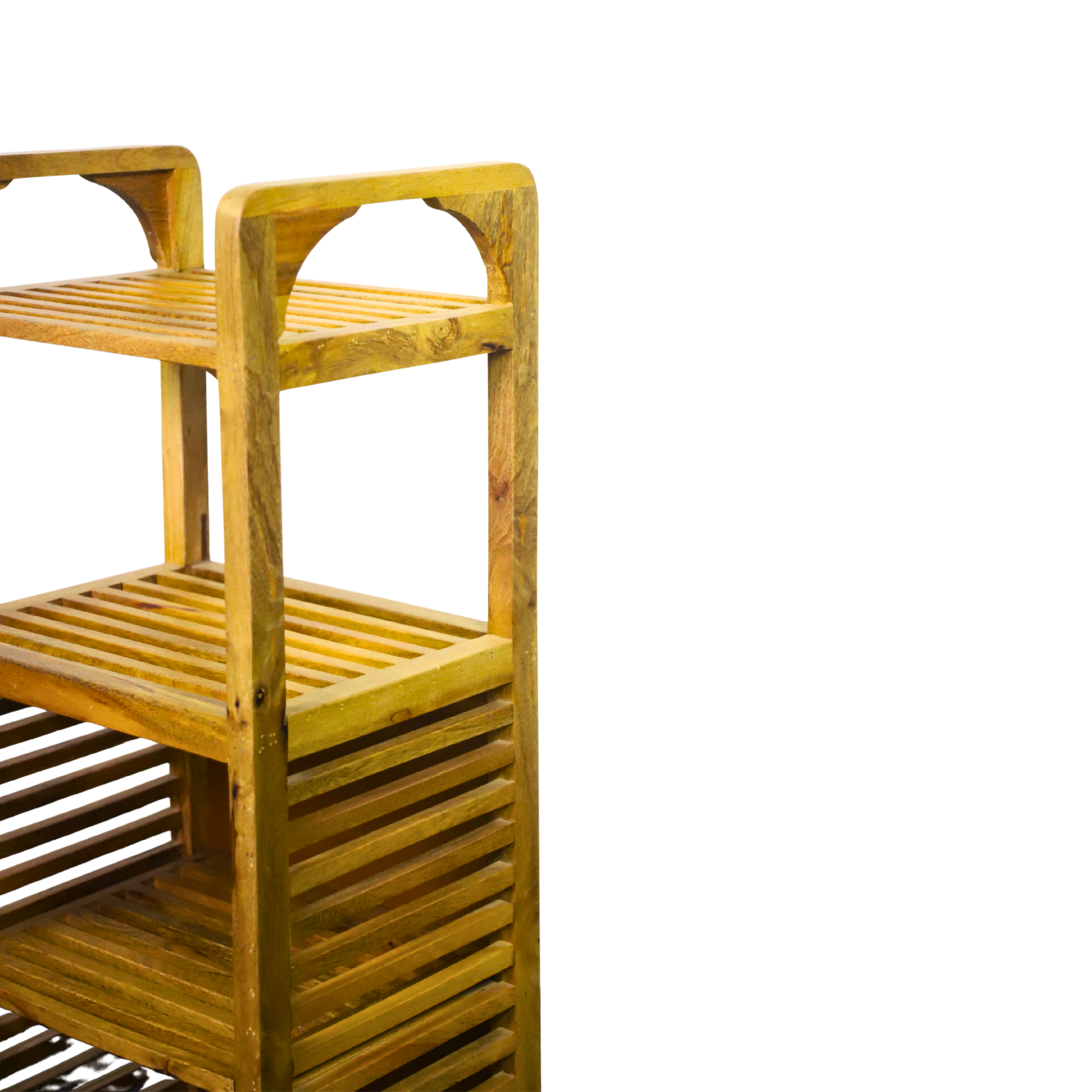 Rustic Wooden Four-Shelf Storage Unit