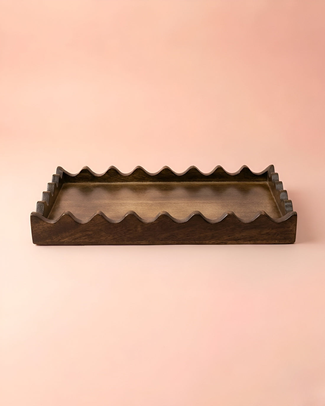 Zigzag Edge Wooden Tray: Bold Design with Rustic Elegance