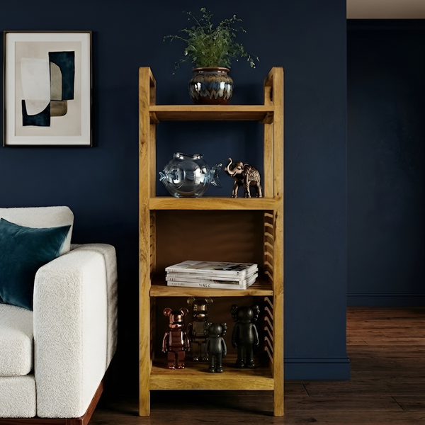 Rustic Wooden Four-Shelf Storage Unit