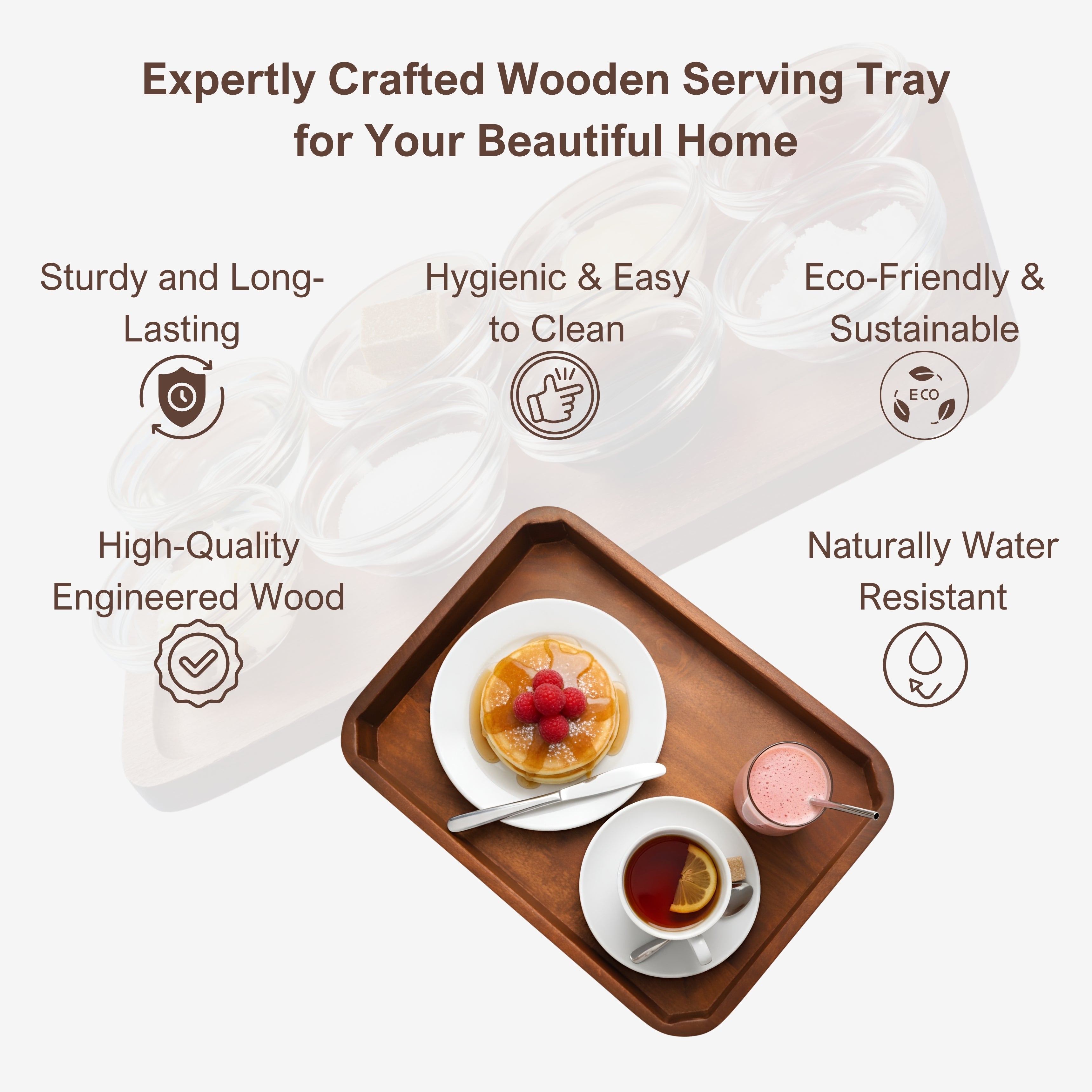 Rustic Wooden Rectangular Serving Tray