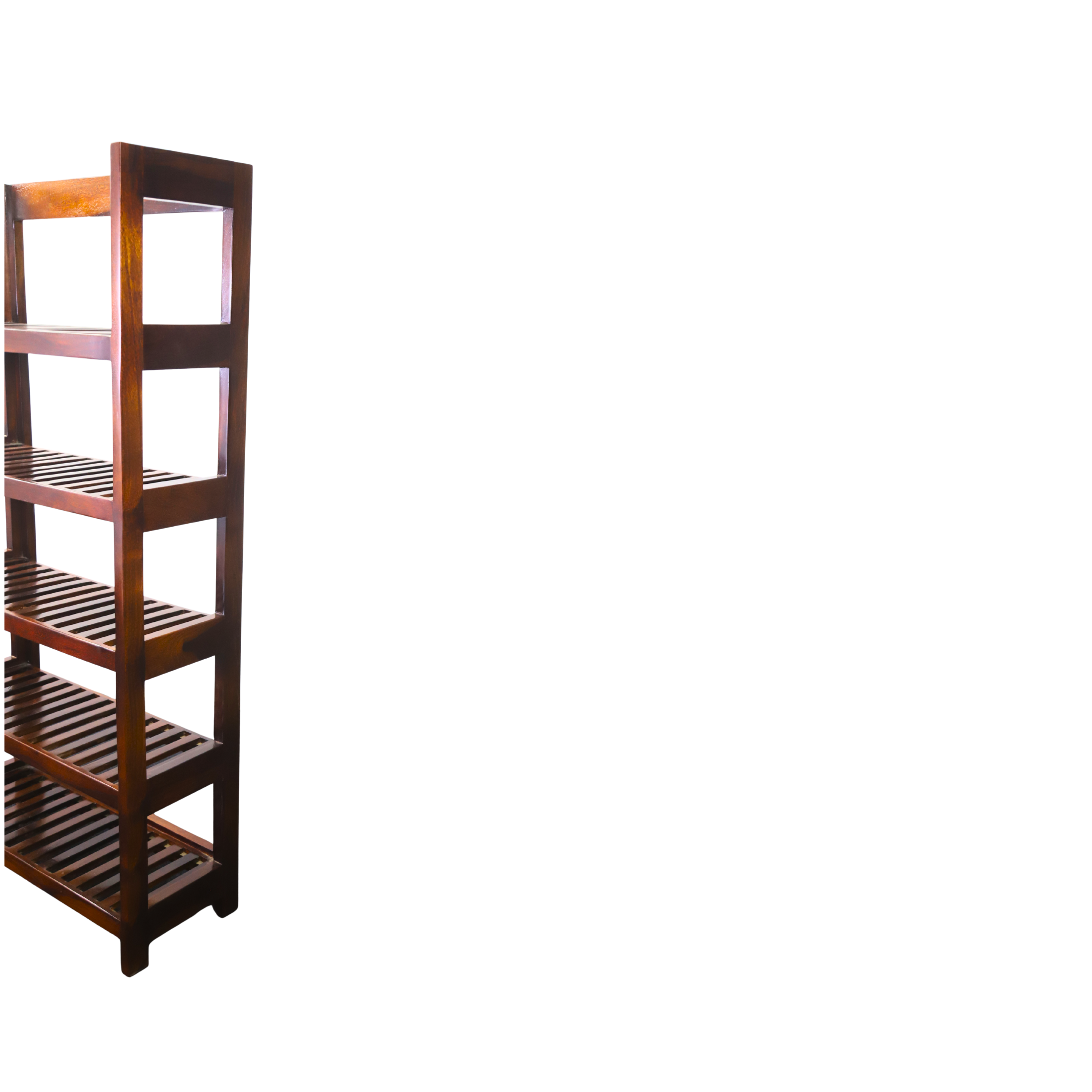Wooden Five-Tier Slatted Shelf Rack