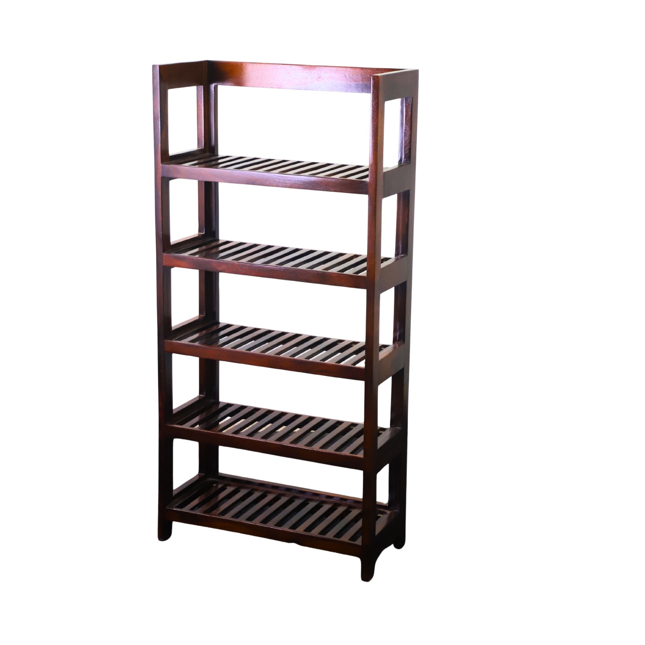 Wooden Five-Tier Slatted Shelf Rack