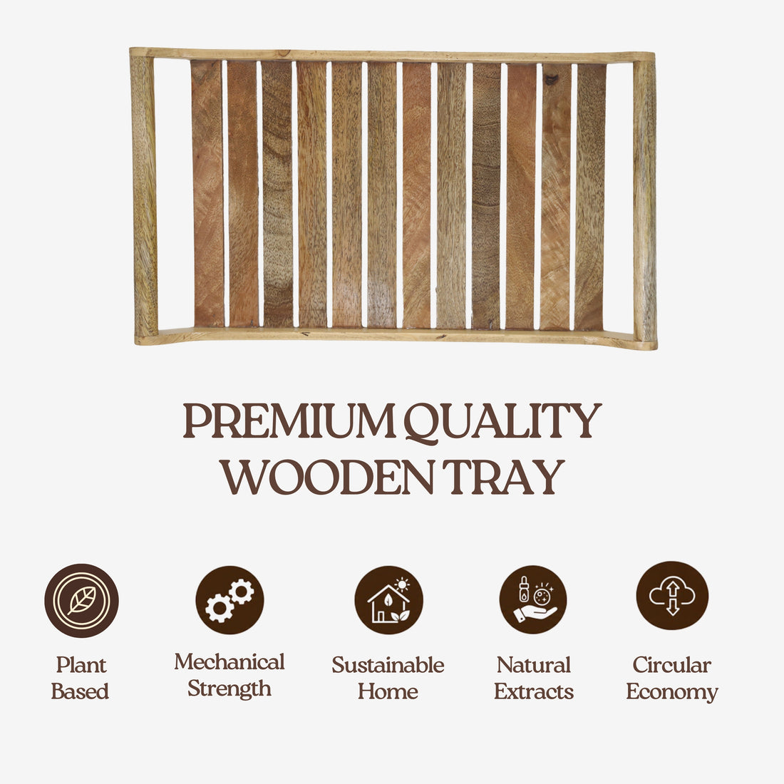 Wooden Serving Tray: Flat Tabletop Tea & Snack Tray