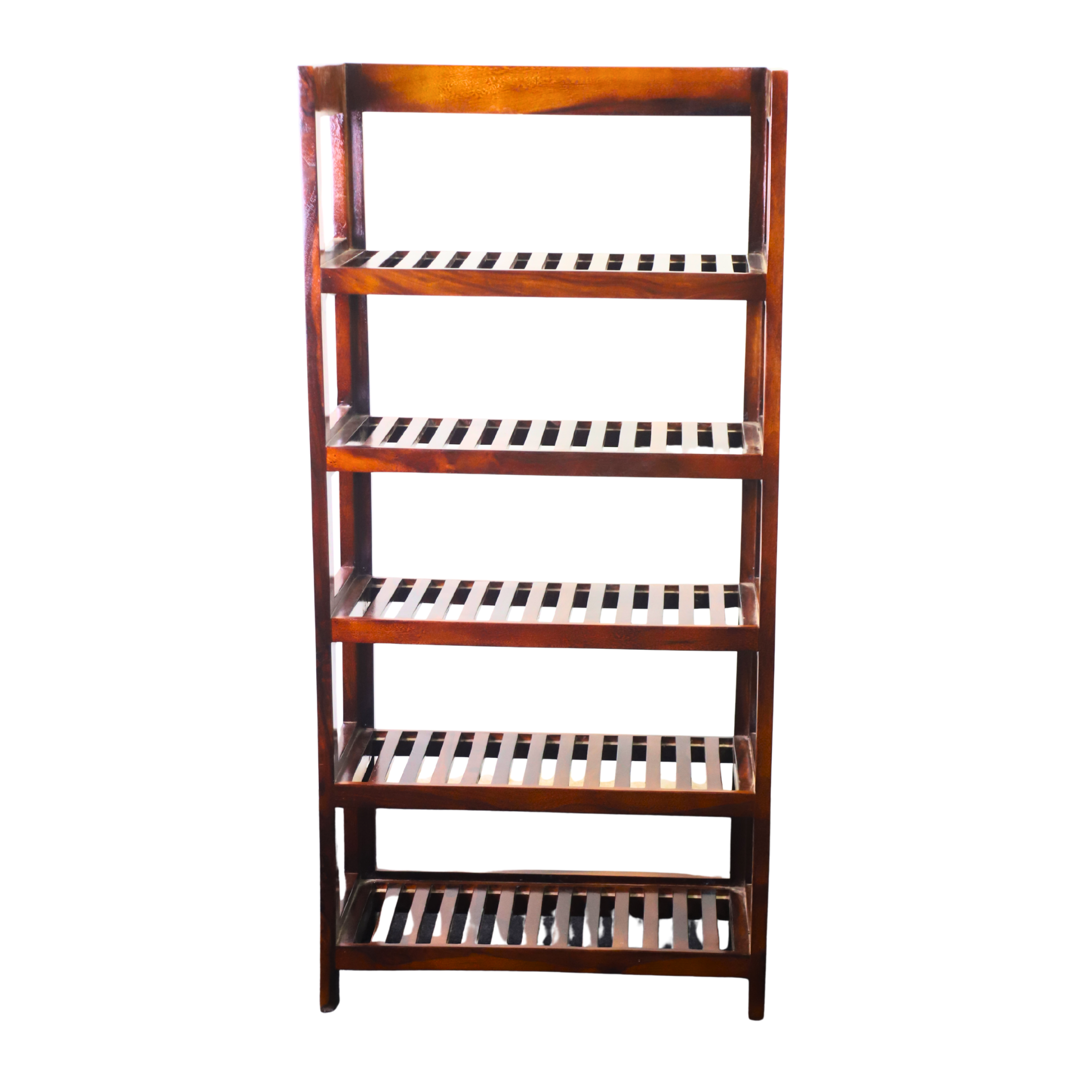 Wooden Five-Tier Slatted Shelf Rack