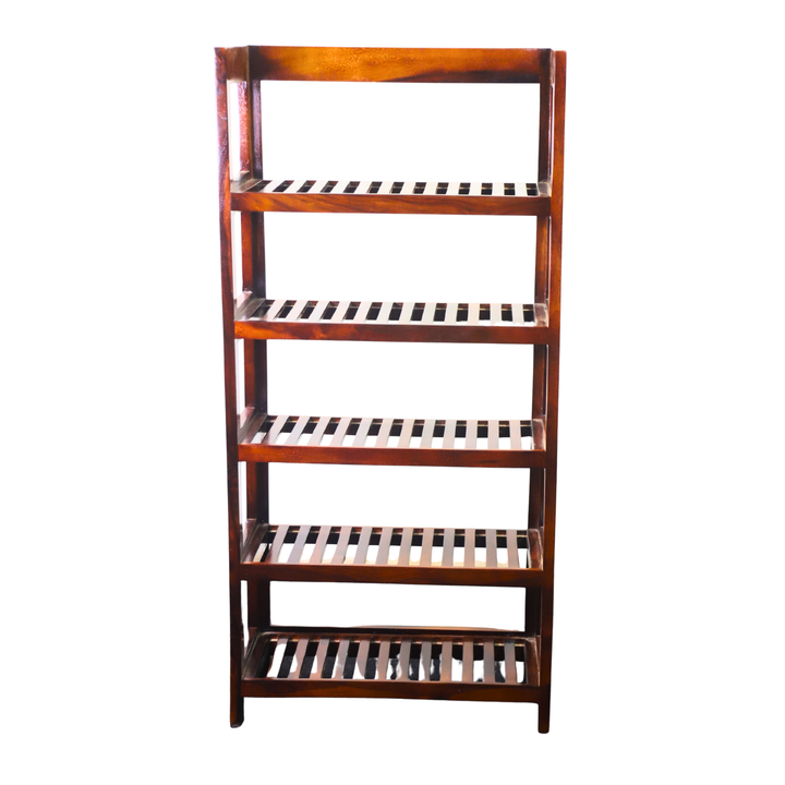 Wooden Five-Tier Slatted Shelf Rack