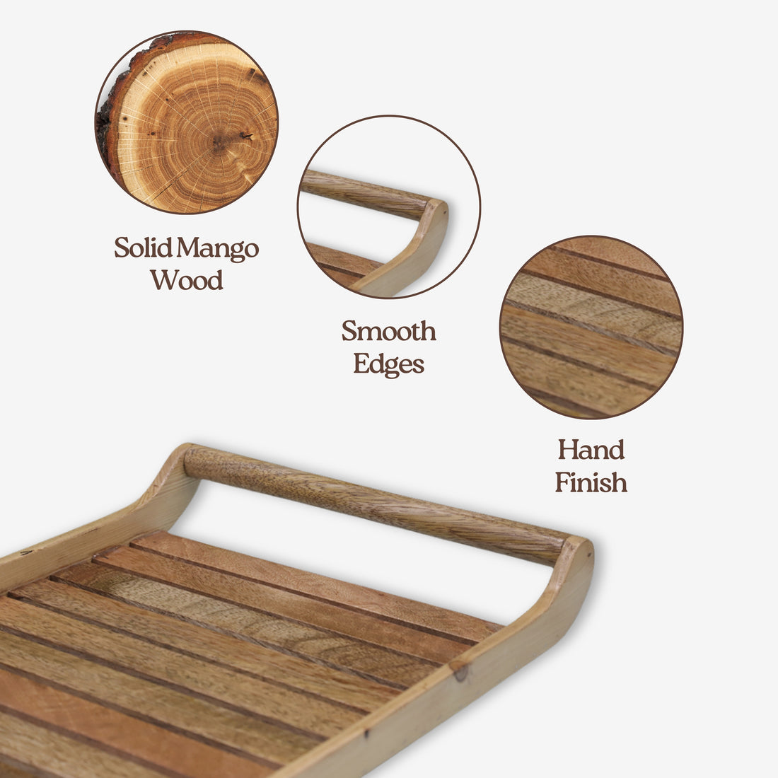 Wooden Serving Tray: Flat Tabletop Tea & Snack Tray