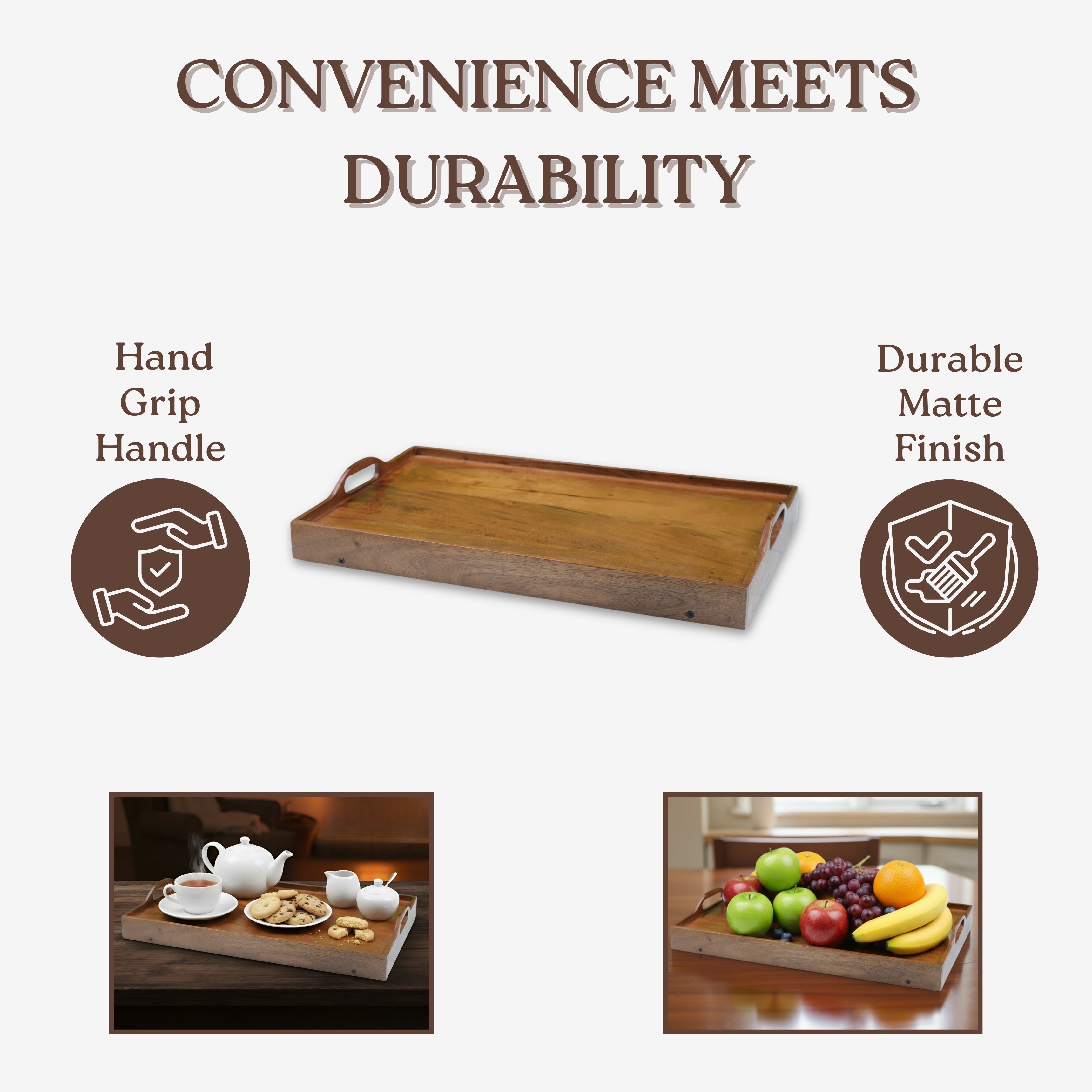 Wooden Bed Tray Table: Folding Breakfast & Serving Tray