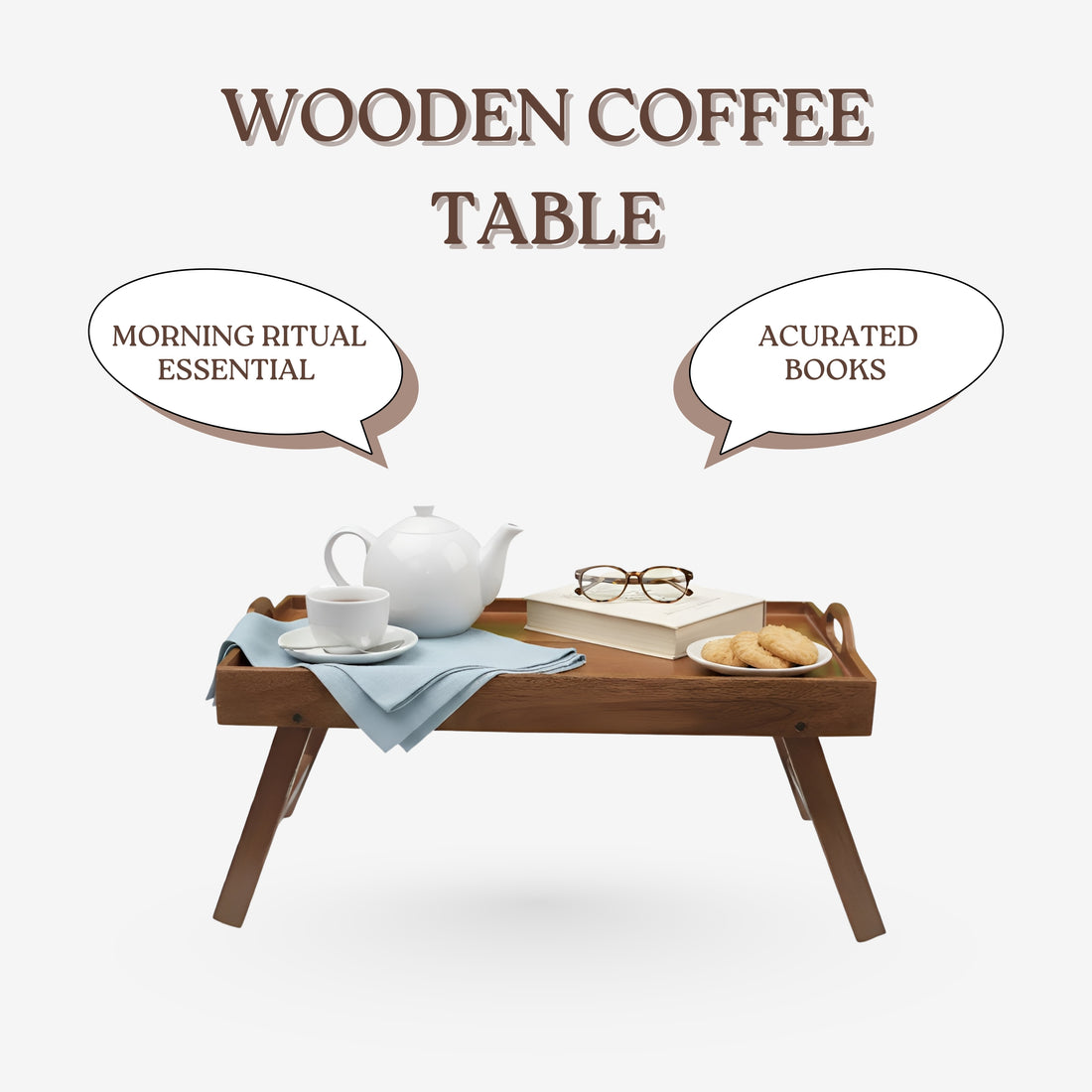Wooden Bed Tray Table: Folding Breakfast & Serving Tray