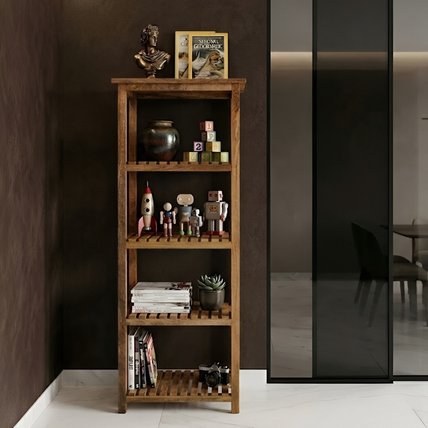 Wooden Five-Tier Slatted Shelf Rack