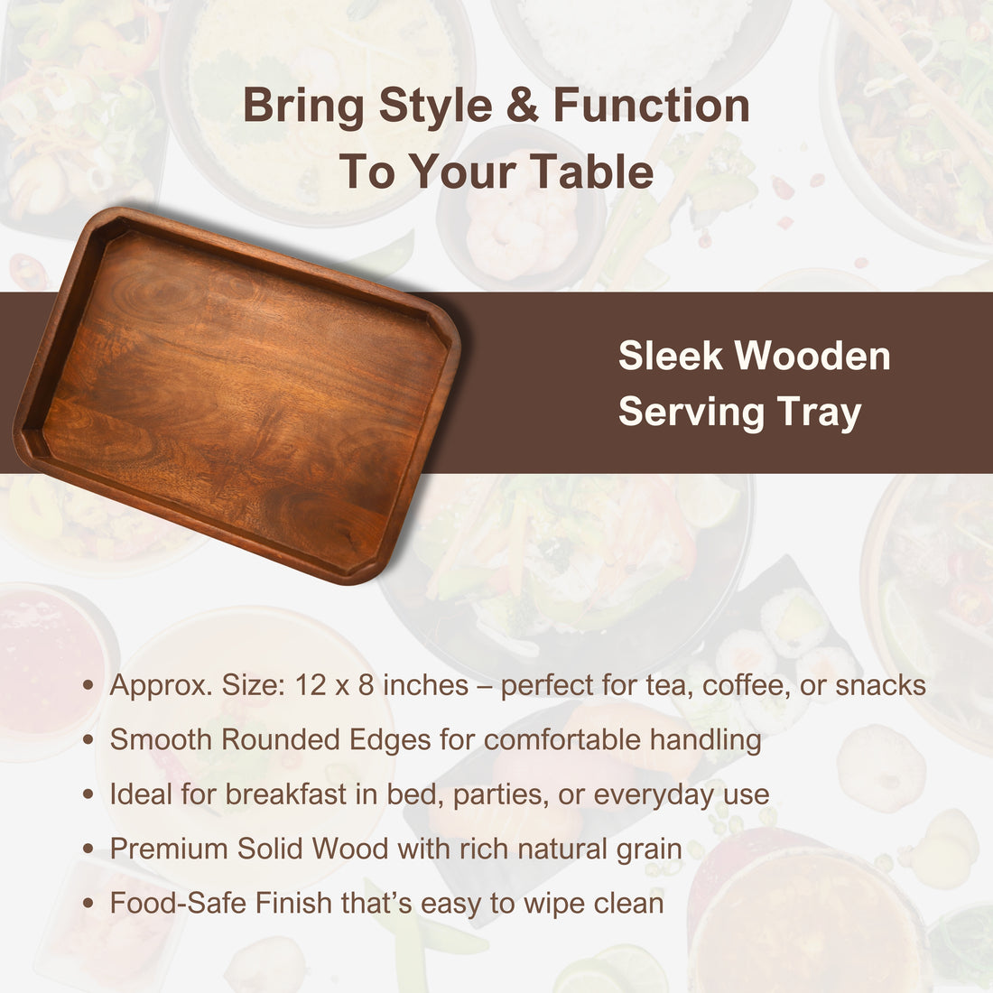 Rustic Wooden Rectangular Serving Tray