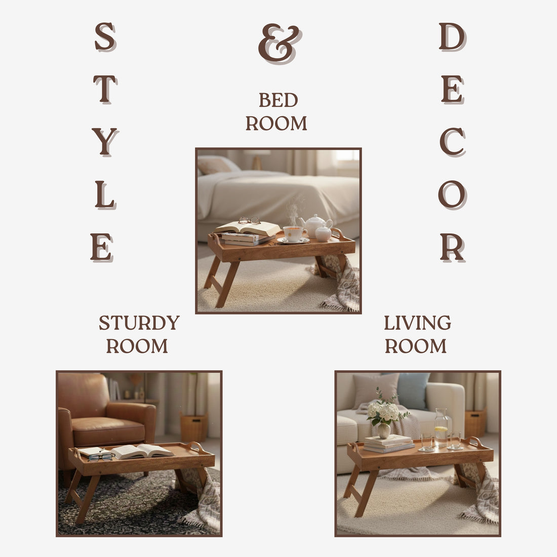 Wooden Bed Tray Table: Folding Breakfast & Serving Tray