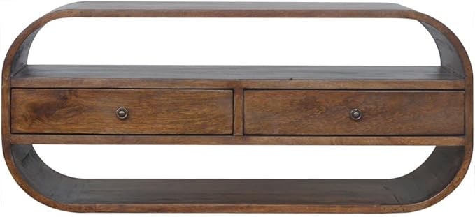 Chestnut Curved Edge Media Unit with 2 Drawers