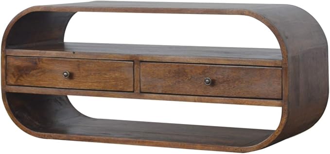 Chestnut Curved Edge Media Unit with 2 Drawers